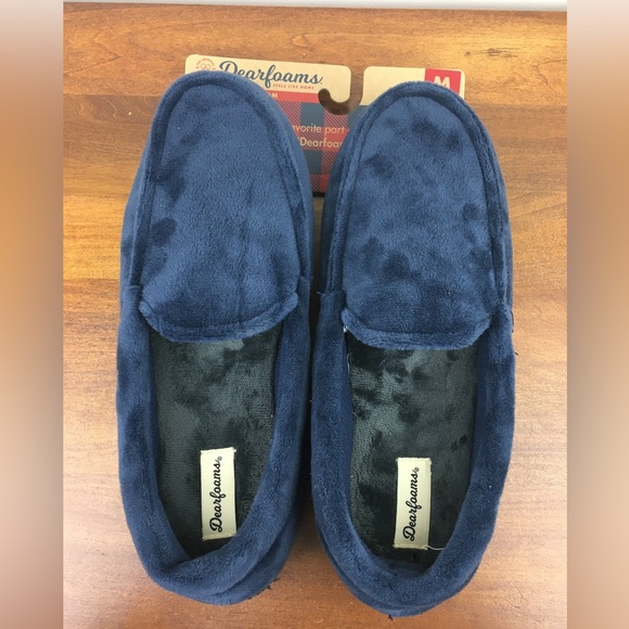 dearfoams Other - DEARFOAMS Men's Blue Memory Foam Slippers Size Medium 9-10 New With Tags.